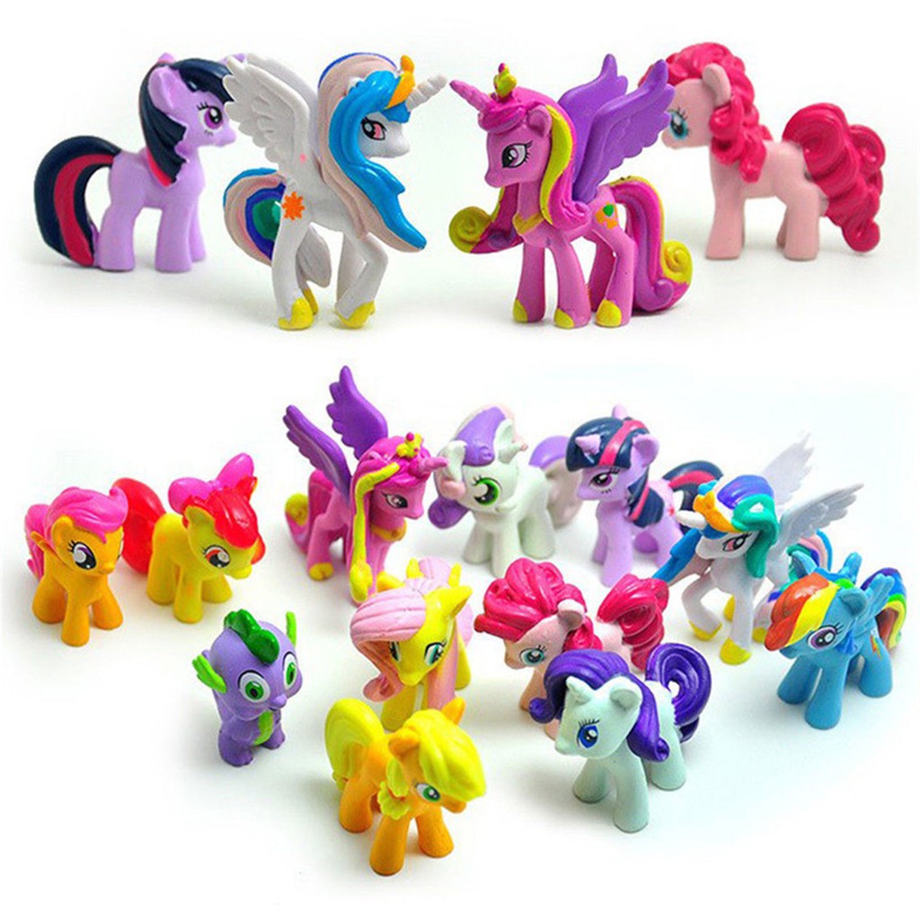 12 Pcs/set Anime My Little Pony Action Figure PVC Mini Pony Boneka Mainan Hiasan Kue Anak Perempuan Mainan Hadiah