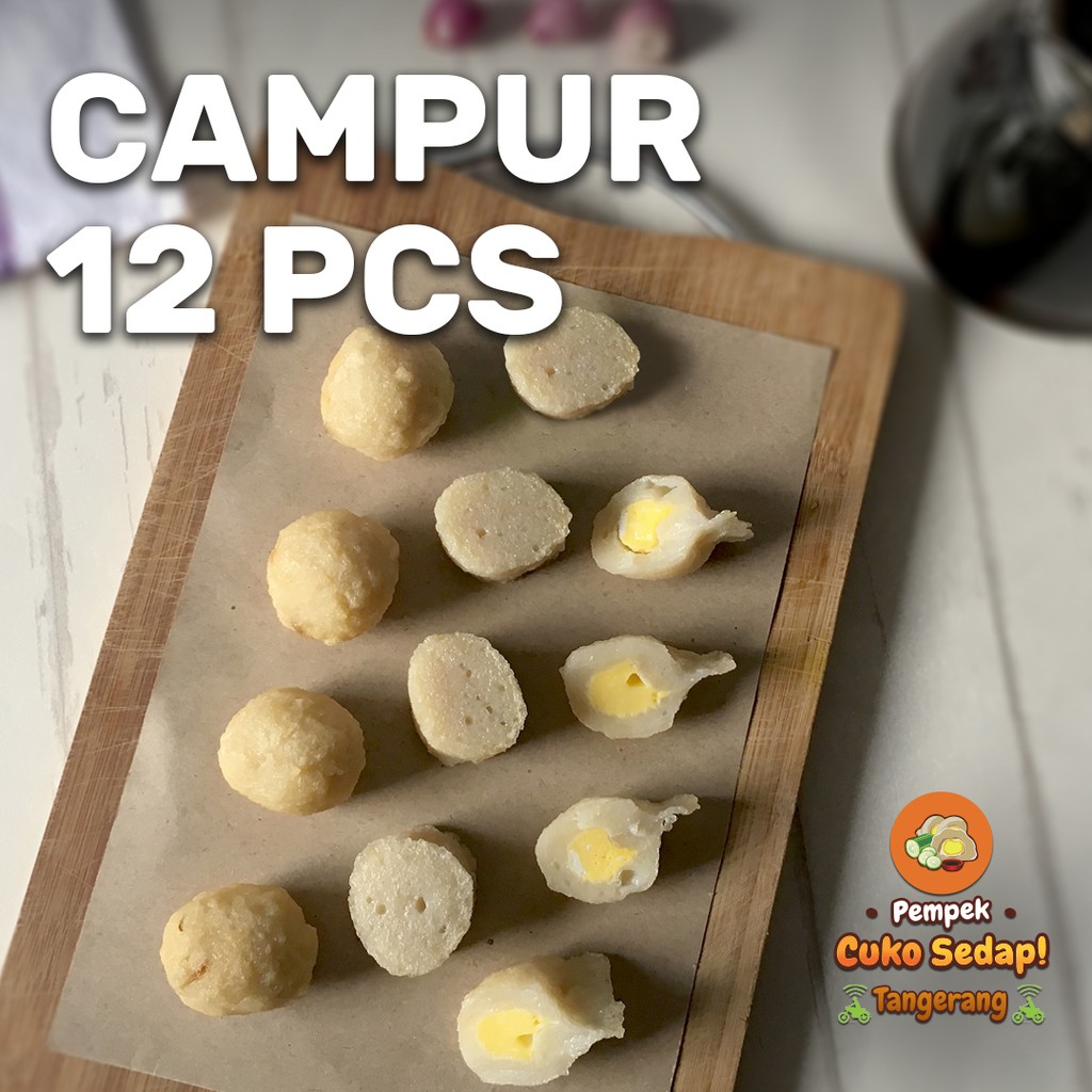 

Pempek campur 12 pcs (lenjer, adaan bulat, telor kecil) - Pempek Cuko Sedap
