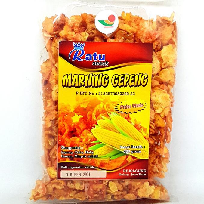 

Kualitas Terbaik] Ratu Snack Marning Gepeng Cabe Merah 300Gr | Kripik Jagung Manis Pedas