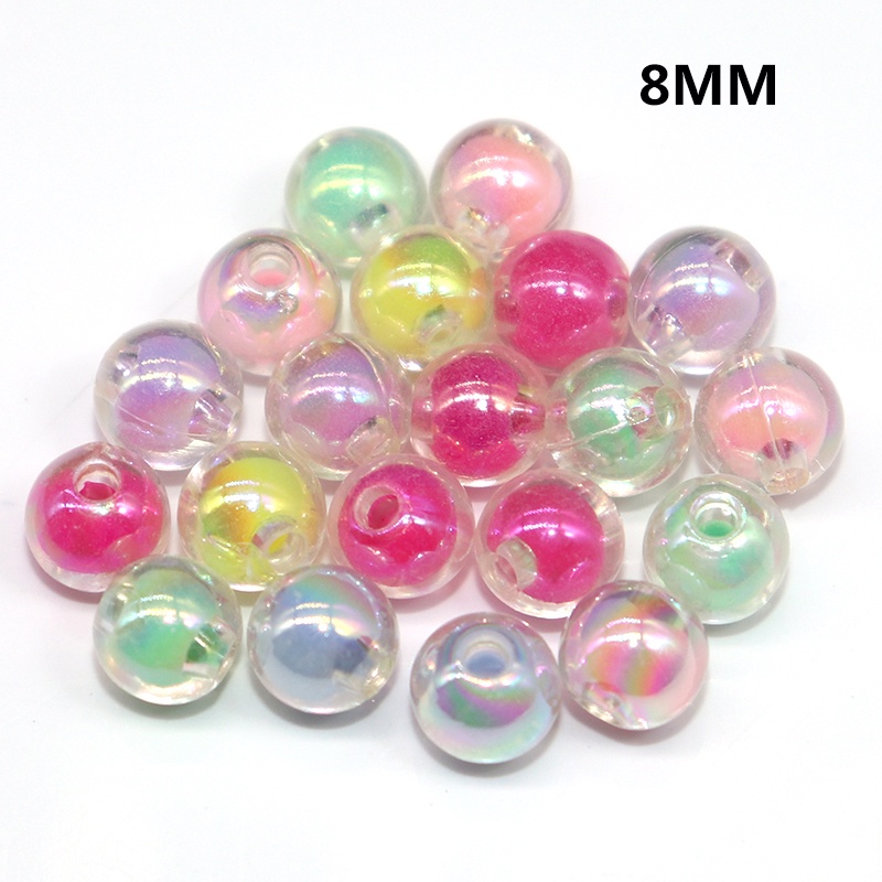 30Pcs Manik-Manik Akrilik Bulat Warna Permen