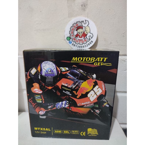 AKI Motobat Motobatt Gel MTX5AL 12V 5AH GRAND, SUPRA, MEGAPRO, VEGA, JUPITER, MIO, SHOGUN ORIGINAL A