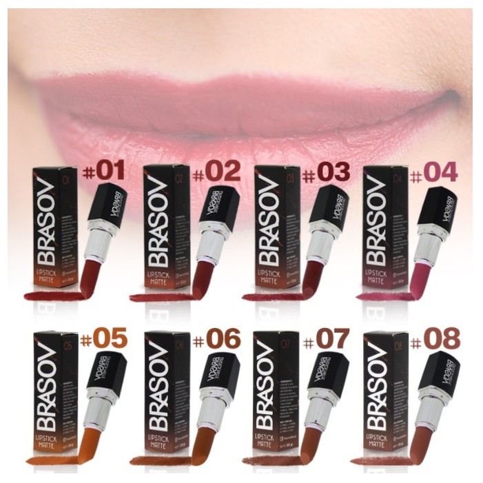BRASOV Lipstick Matte Shade  Lipstik Pigmented