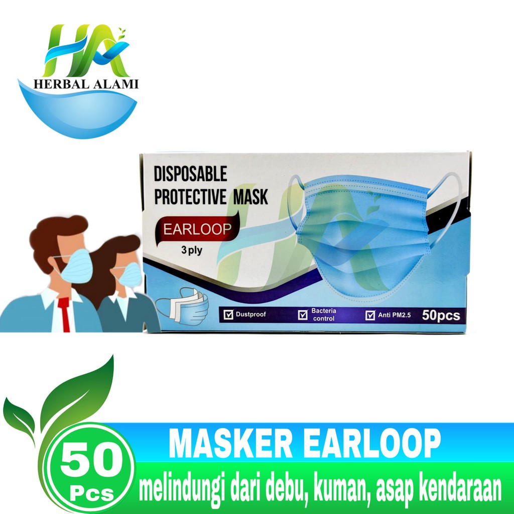 Masker Earloop Mask isi 50 - Harga PerBox