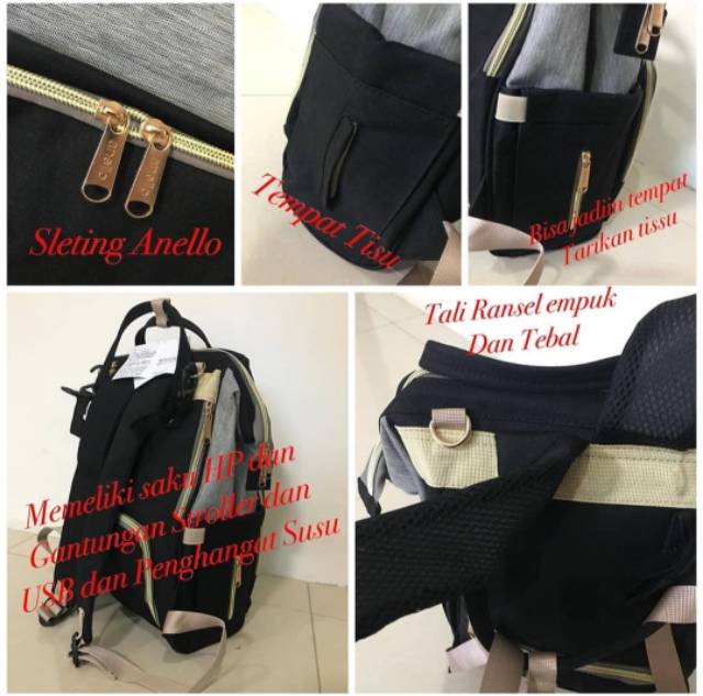 Tas ANELLO diaper Bag GEN 3 POLOS UPGRADE BOTOL SUSU