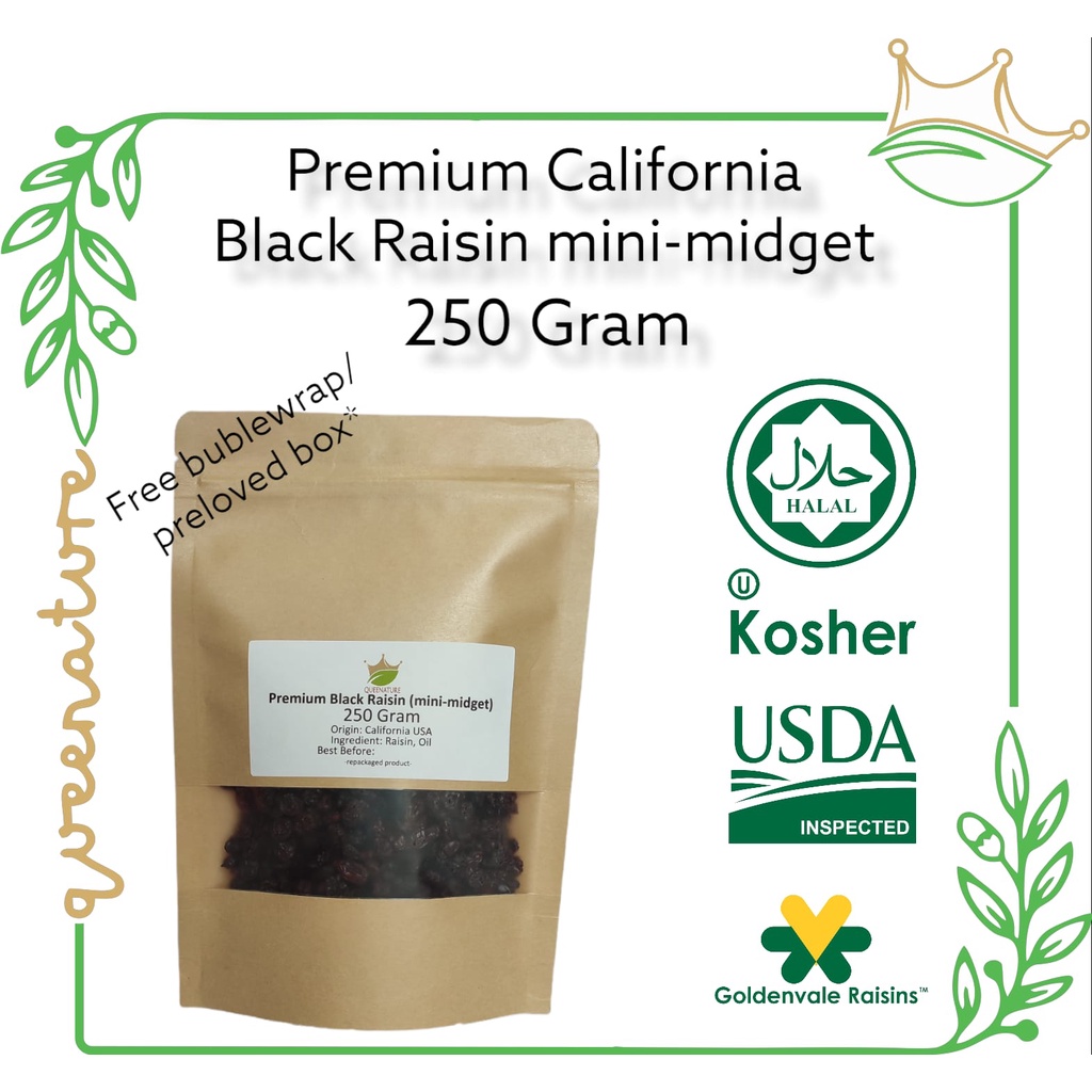 California Black Raisin Mini-midget 250 Gram/ Kismis Hitam Premium