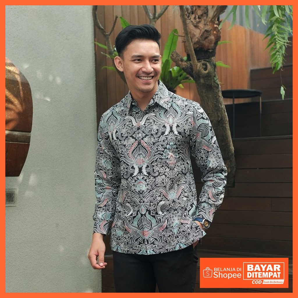 Baju Batik Pria Lengan Panjang Kemeja Bati Modern Model Terbaru Murah Kemeja Yasmine