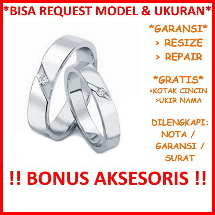 Bisa Pesan Model Gratis Ukir Nama Garansi Silver Asli Cincin Kawin Perak Couple Nikah Tunangan ID497