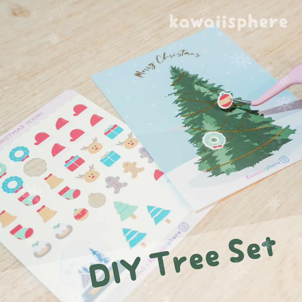 

DIY Christmas Tree Set | Art Prints & Sticker | Kawaiisphere | Kartu Natal