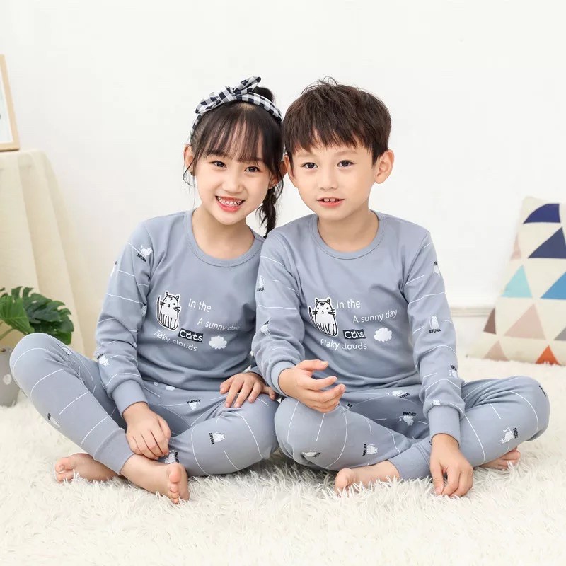 Piyama anak import setelan baju tidur anak lengan panjang 3 4 5 6 7 8 9 10 tahun