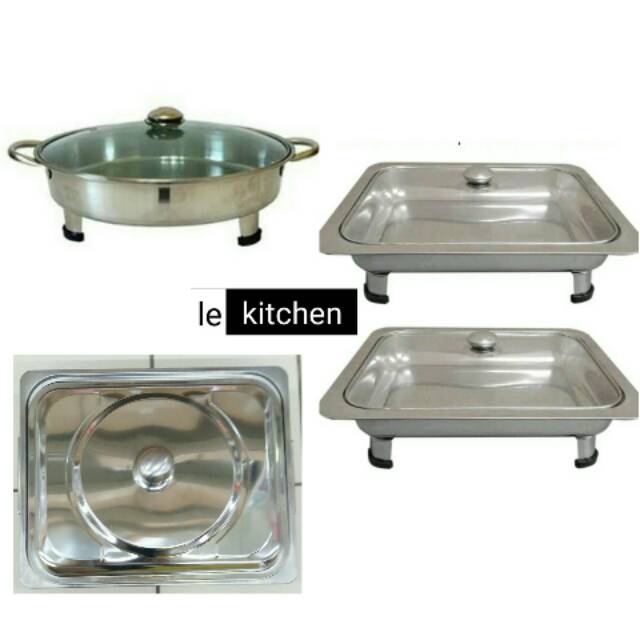 Prasmanan stainless steel murah- pansoup bulat dan persegi- wadah lauk pauk serbaguna