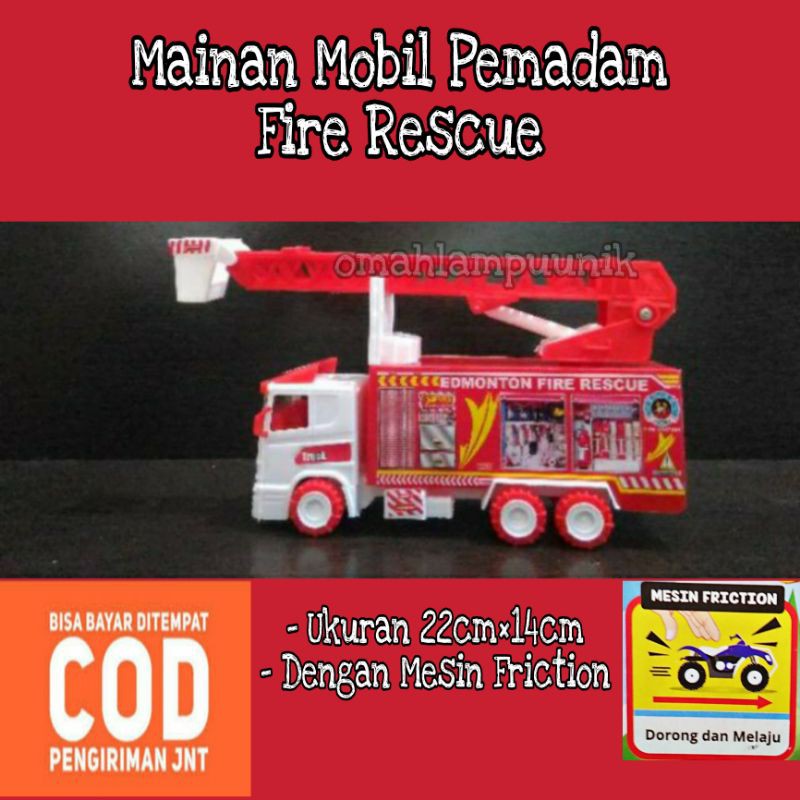 AJ Mainan Anak Edukasi Mobil Pemadam Kebakaran Fire Rescue/ Mobil Truck Pemadam Dengan Tangga Darurat