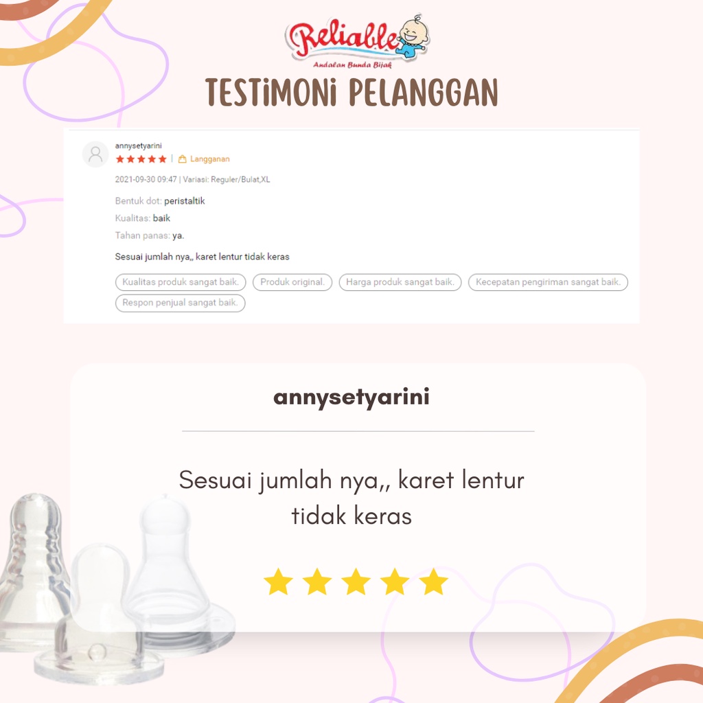 Karet Dot Nipple Silicon Botol Susu Bayi Reguler Dot Bulat Reliable