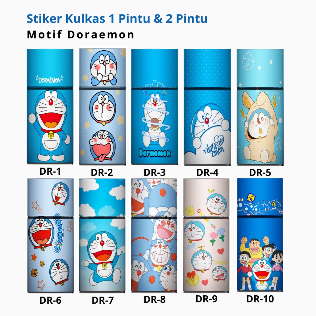 Stiker kulkas 1 pintu dan Stiker Kulkas 2 pintu motif doraemon