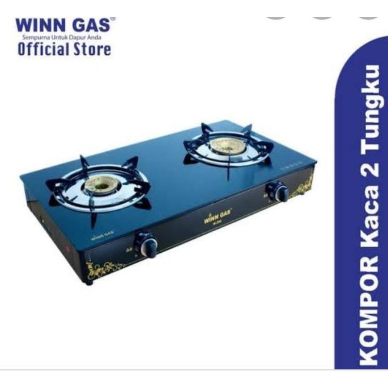 Winn Gas W 399  ,  Win Gas  ,  Kompor Gas Kaca 2 Tungku Glass