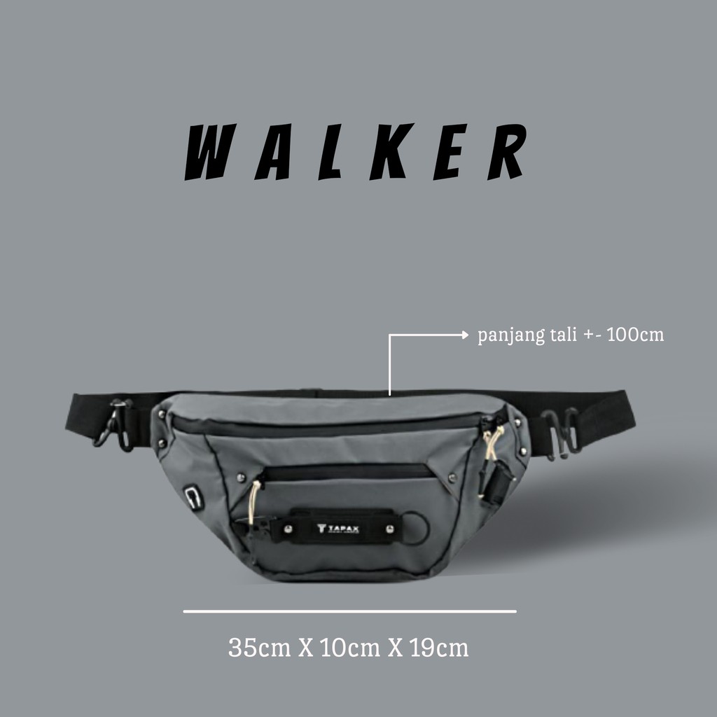 Tas Waistbag Premium USB Waterproof Walker KinayShop