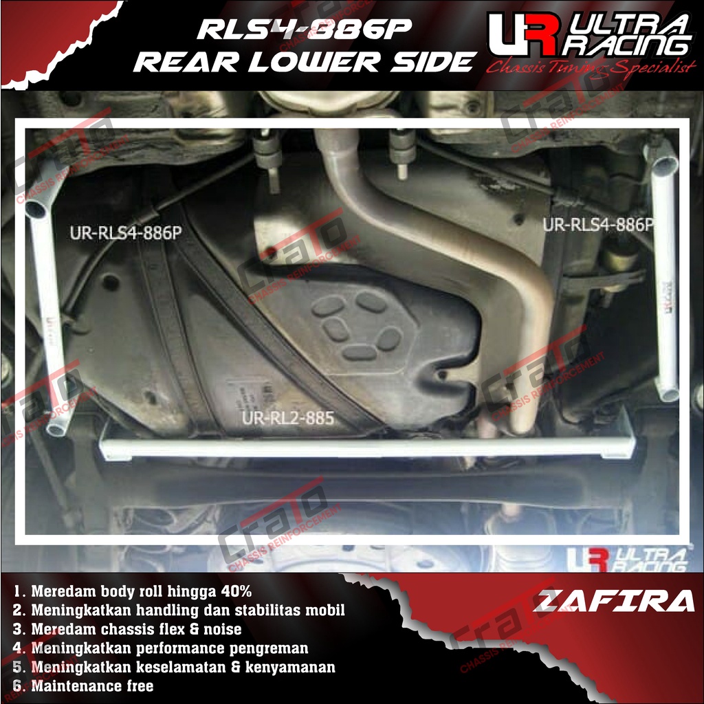 Aksesoris Stabiliser ULTRA RACING Safety Bar - Rear Lower Side Bar 4 Points - Opel Zafira - RLS4-886