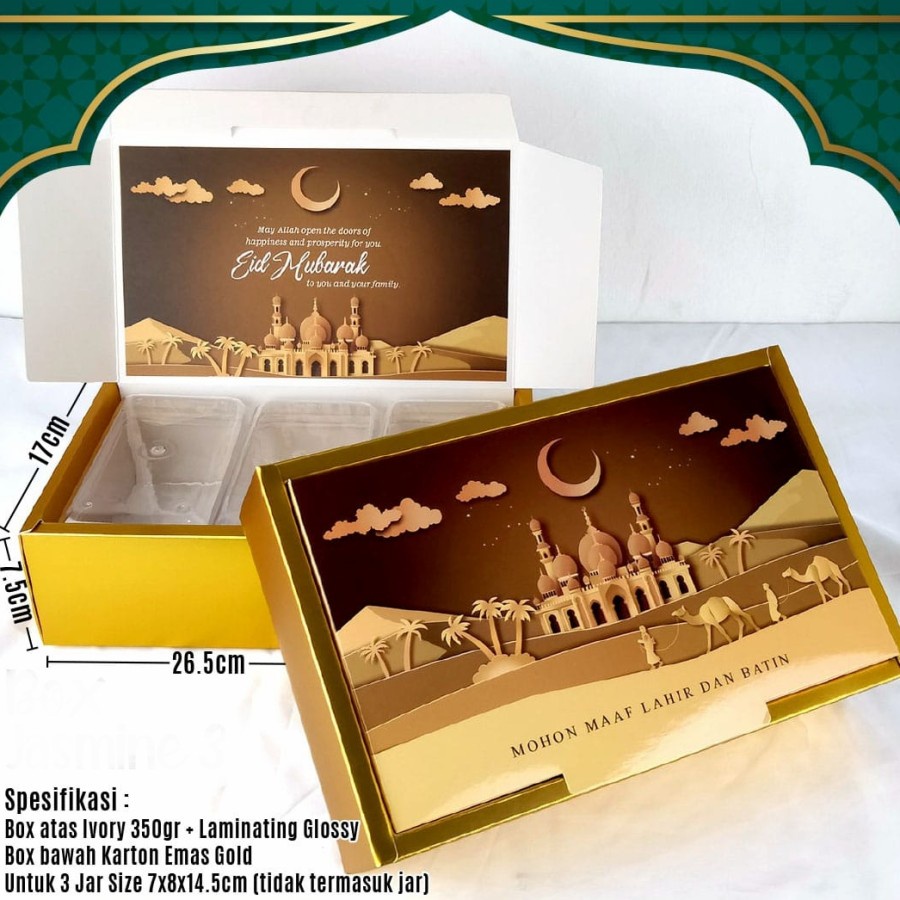 

Box dus hampers souvenir kue bolu lebaran Idul Fitri uk 26,5x17x7,5cm