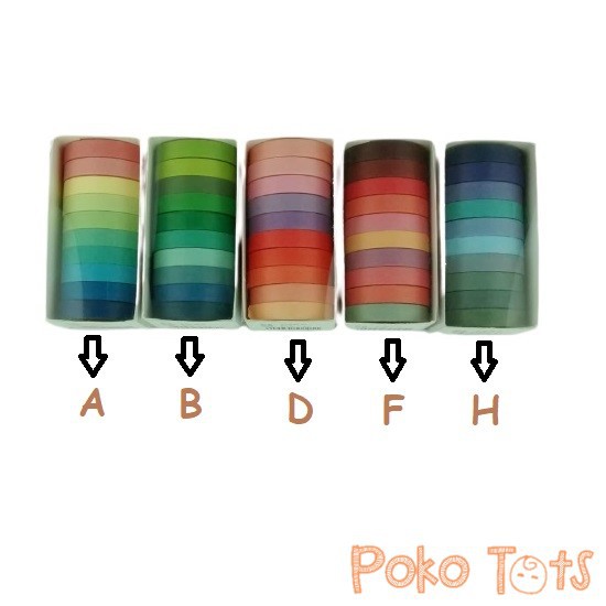 PMM Masking Tape 10pcs Box Solid Colors Masking Tape Warna-Warni