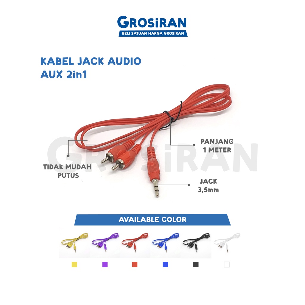 Kabel Audio Aux Salon 2in1 RCA HP Ke Speaker TV Sound Sistem Cable Jack 3.5mm