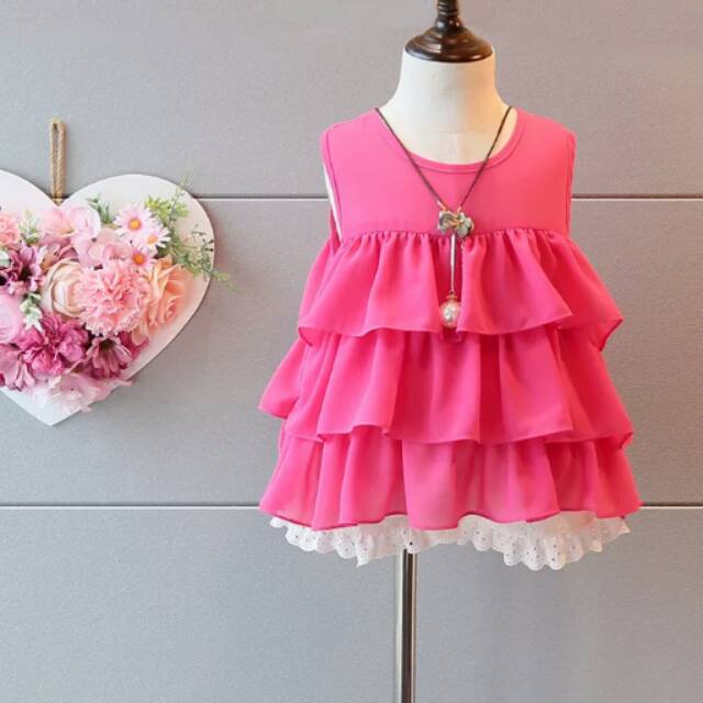dress anak import pink