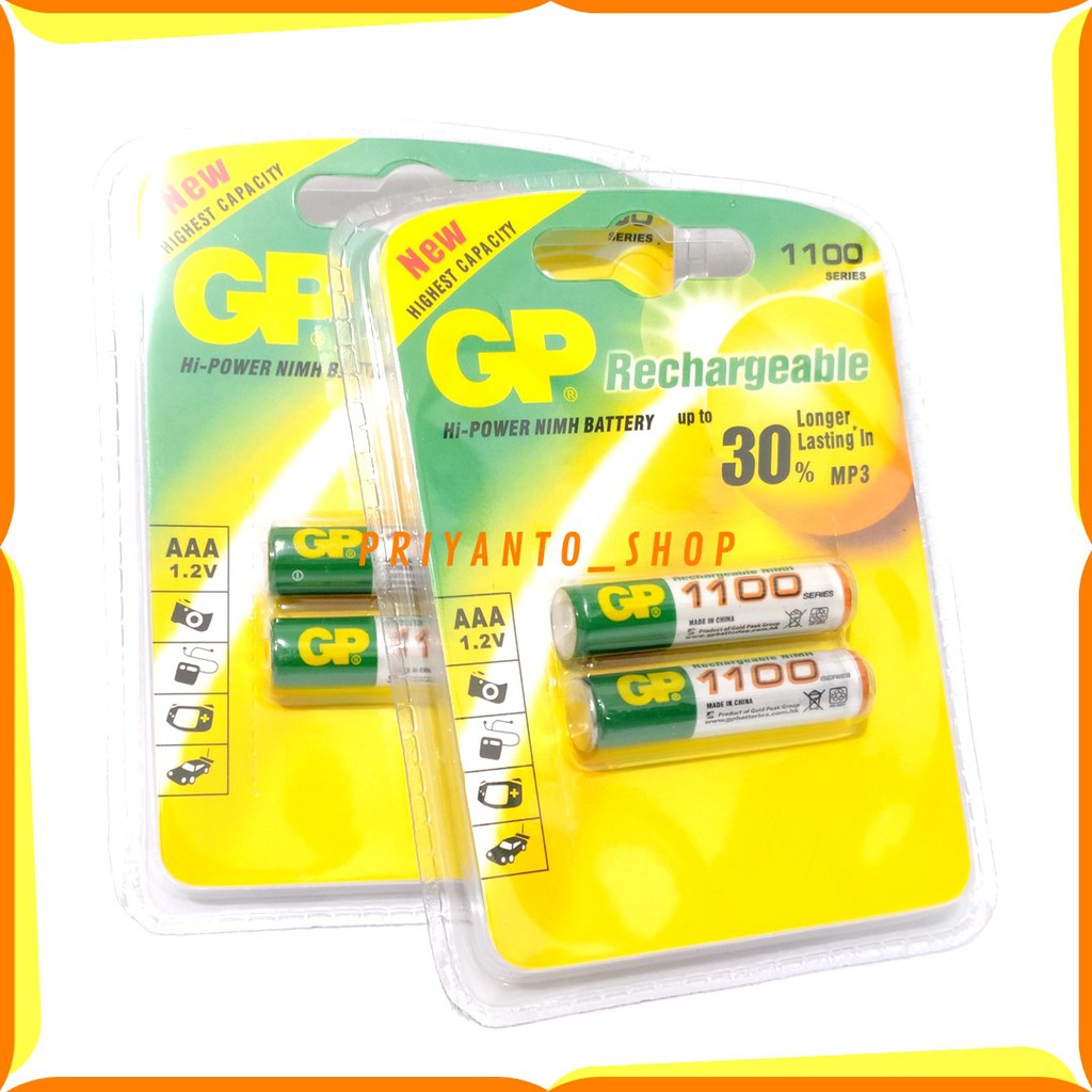 ASLI batu Battery A3 AAA GP 1100 isi ulang Rechargeable Original