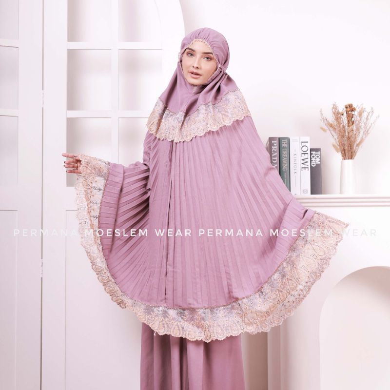 Mukena dewasa plisket mewah mata swarovski