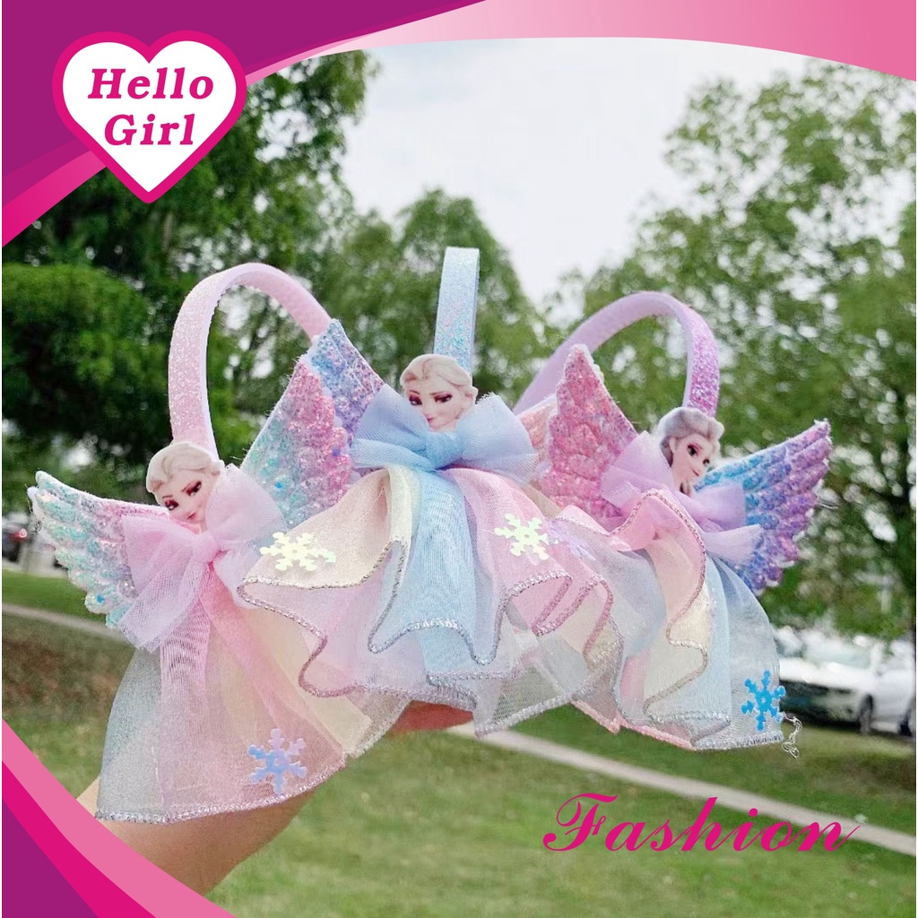 (Hello Girl)B43 Bando Anak Bando GlitterFrozen 3D Import
