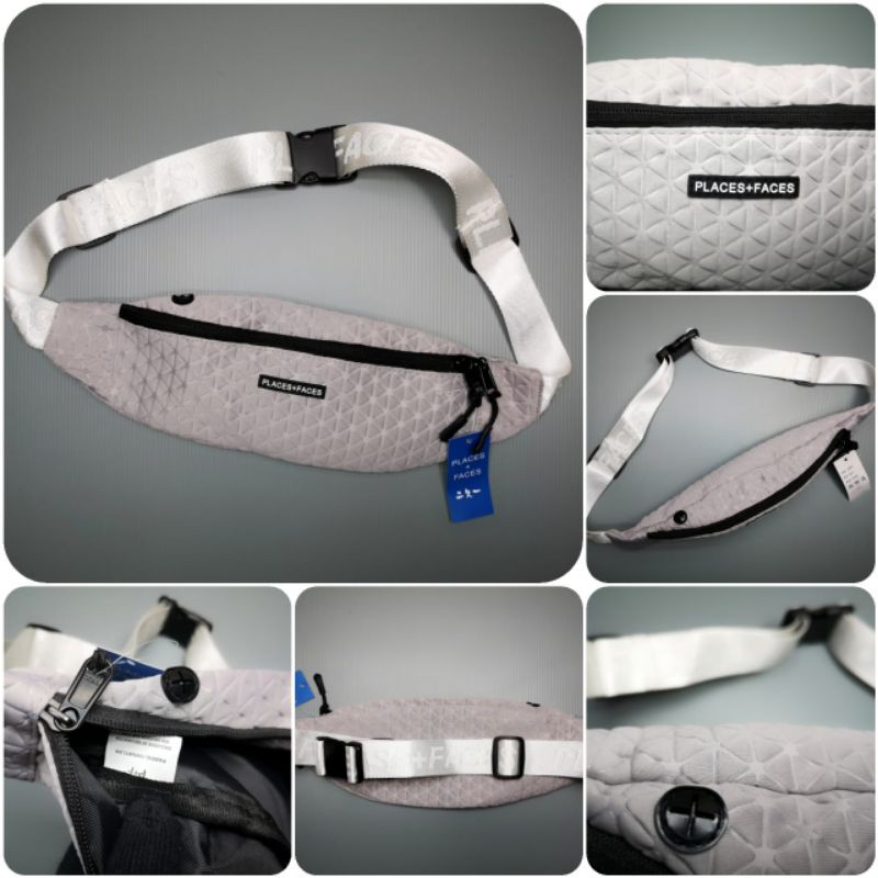 Places + Faces Waist Bag Slim Black and Light Grey