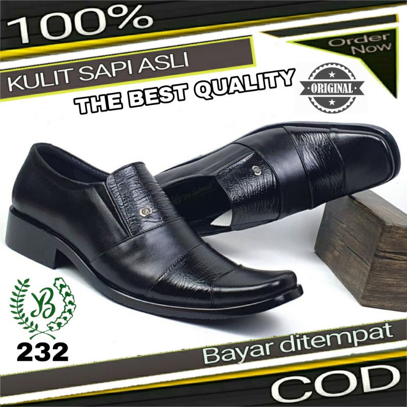 Sepatu Pantofel Pria Kulit Asli Sepatu Formal Sepatu Pantopel Kerja Resmi Kantoran Yal Barneet 232