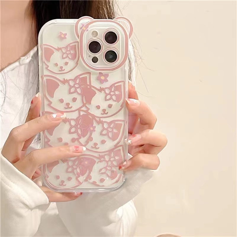 Soft Case Silikon TPU Desain Telinga Kucing Untuk iPhone 13 12 11 Pro Max X Xr Xs Max SE 2020 8 7 6 6s Plus