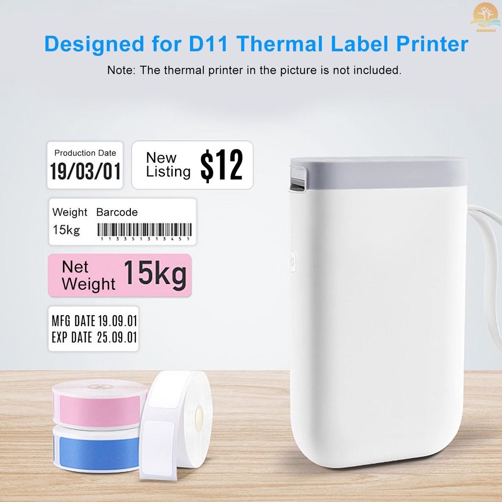 Niimbot Thermal Printing Label Paper Barcode Price Size Name Blank Labels Waterproof Tear Resistant 12*30mm 210pcs/roll for Home Organizer Supermarket Store Catering