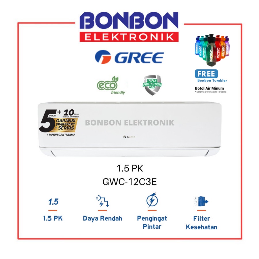 GREE AC 1.5 PK GWC-12C3E Series Low Watt 1.5PK 12C3E C3E