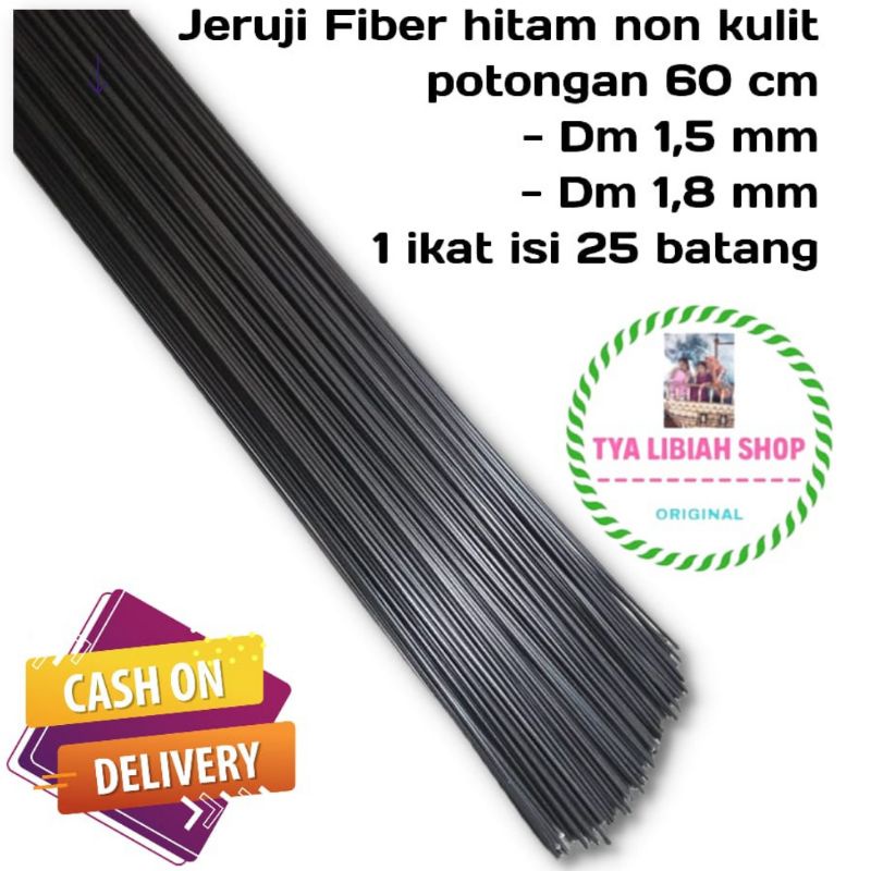 Ruji Jeruji fiber hitam 1,5mm 1,8 mm 1 ikat isi 25 batang panjang 60 cm Ruji untuk membuat kandang/ 