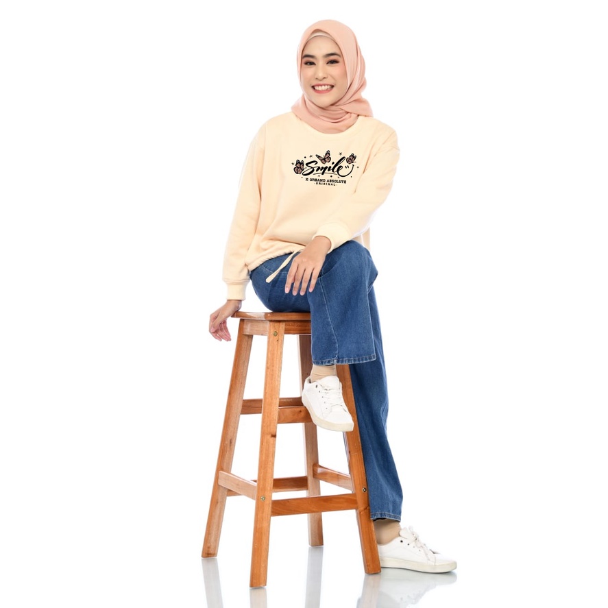 Sweater Wanita Smile Crop Fleece Gramasi 280 - A243 Cheese