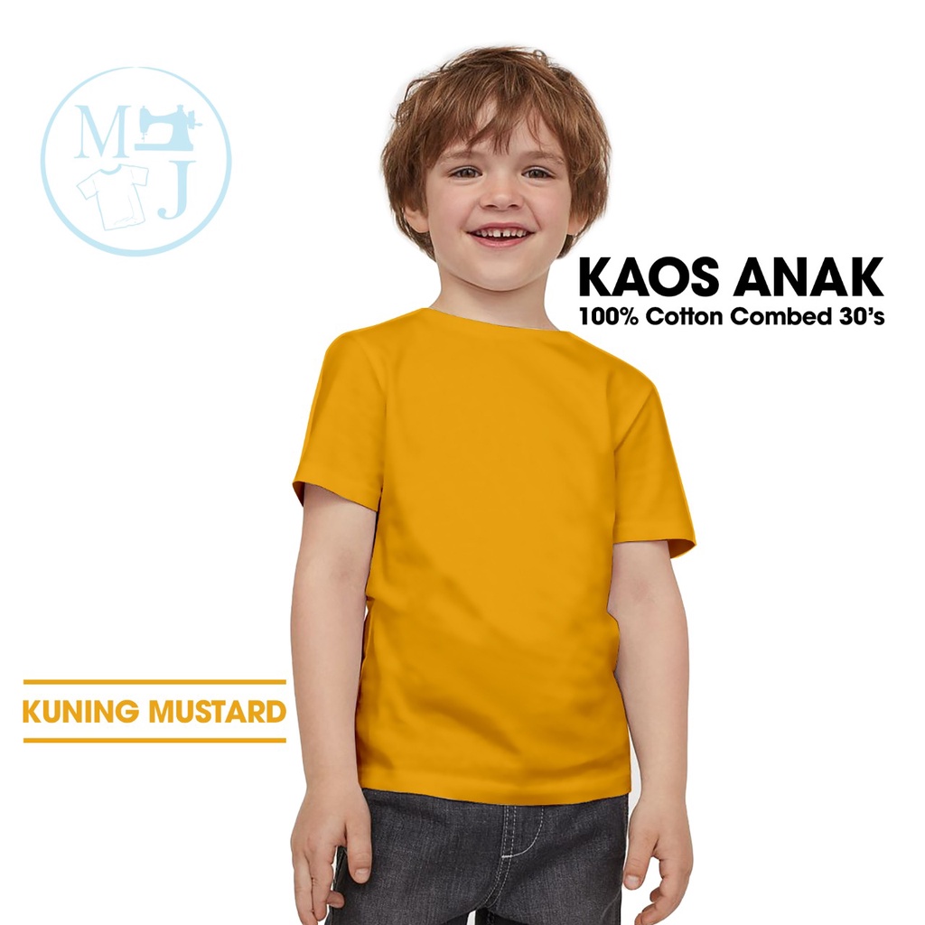 Kaos Polos Kuning Mustard / Fashion Anak / Kaos Polos Anak Combed 30s