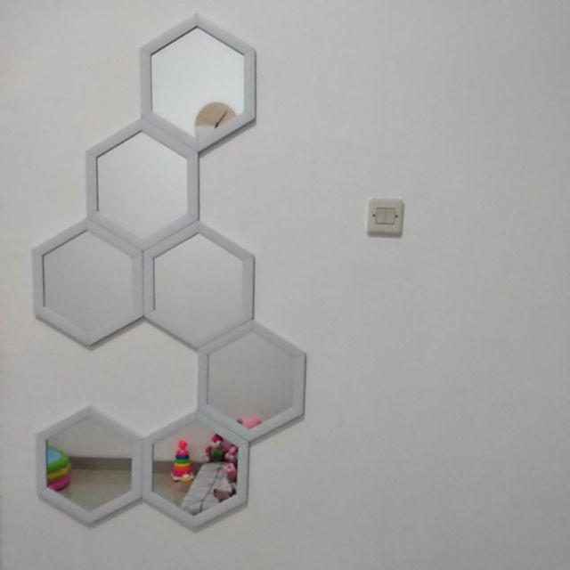 Kaca Hexagon Mirror Diameter 30 Centi Tinggal Tempel... Kwalitas Ok. Harga Murah Banget