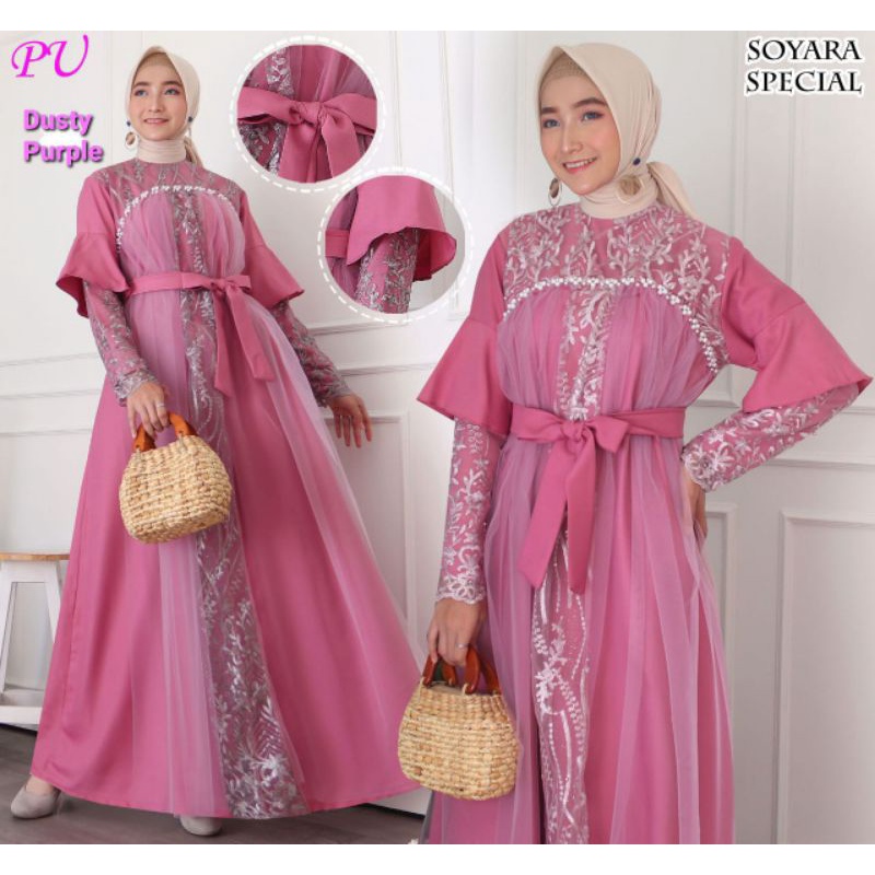 SOYARA Gamis Pesta Muslimah Kondangan Bridesmaid Wisuda Gaun Walimatul