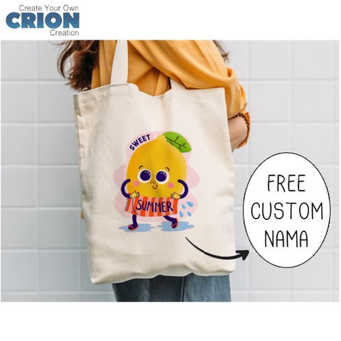 Totebag Blacu - Souvenir -Summer Fruits - Bisa Request Nama - By Crion