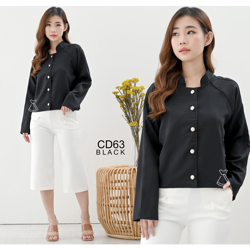 CD63 - Outer Blazer Wanita Basic Long Sleeves Cotton Stylish Casual Look