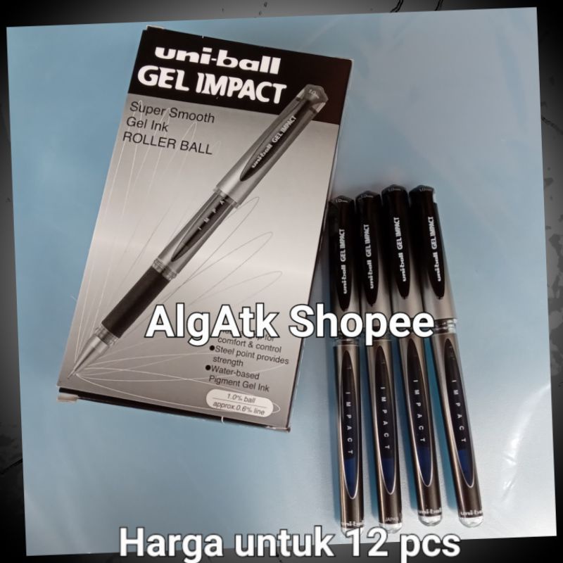 

Pulpen Gel Uni Ball Impact 1.0mm UM-153S isi 12 pcs hitam