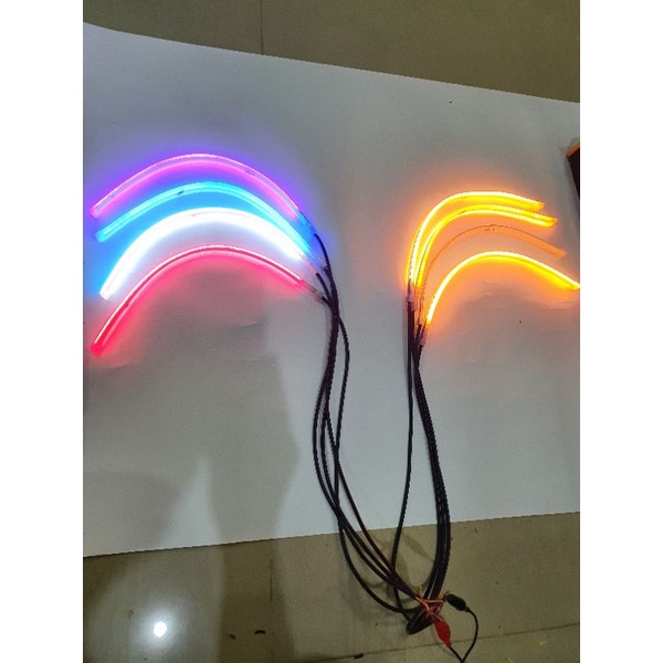 lampu Alis LED slim alis DRL fleksibel waterproof 12v 60cm 30cm 2 mode running motor warna pink ungu