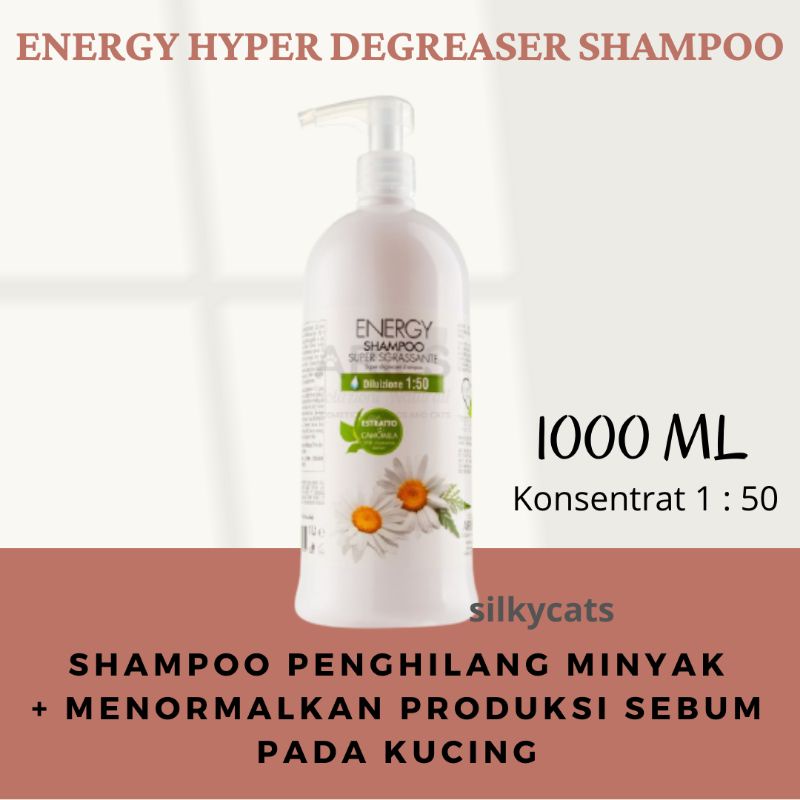 ENERGY HYPER DEGREASING SHAMPOO, degreaser shampoo sekaligus menormalkan produksi sebum pada kulit &amp; bulu kucing