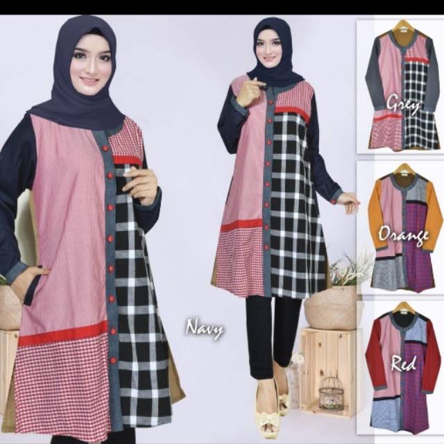 Tunik Toyobo Kombinasi Katun / Tunik Kantor / Tunik Kerja