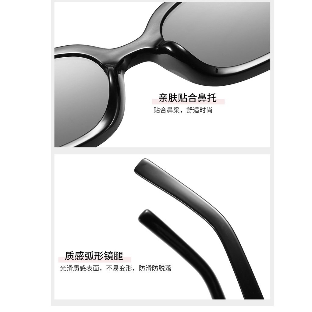 【YUZHU】COD Fashion Baru Oval Bingkai Retro Logam Engsel Sunglasses