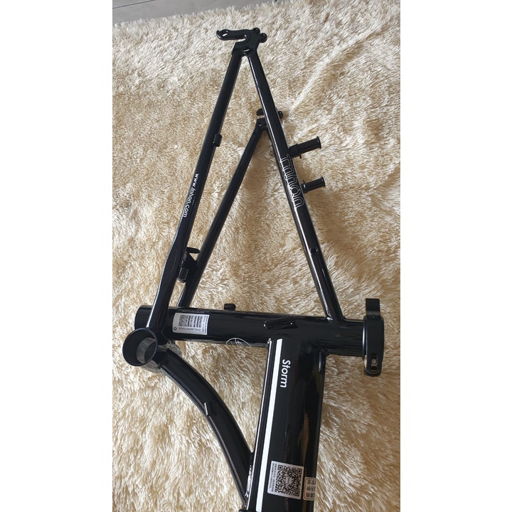 Frame Fork plus Handlepost Fnhon Storm V Brake 20 22 inch Warna HITAM PUTIH Chromlly