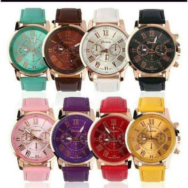 Jam tangan wanita Geneva jam fashion warna warni murah by zellshop