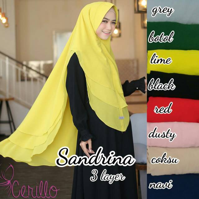 KHIMAR SYARI  SANDRINA 3 LAYER ORIGINAL CERILLO