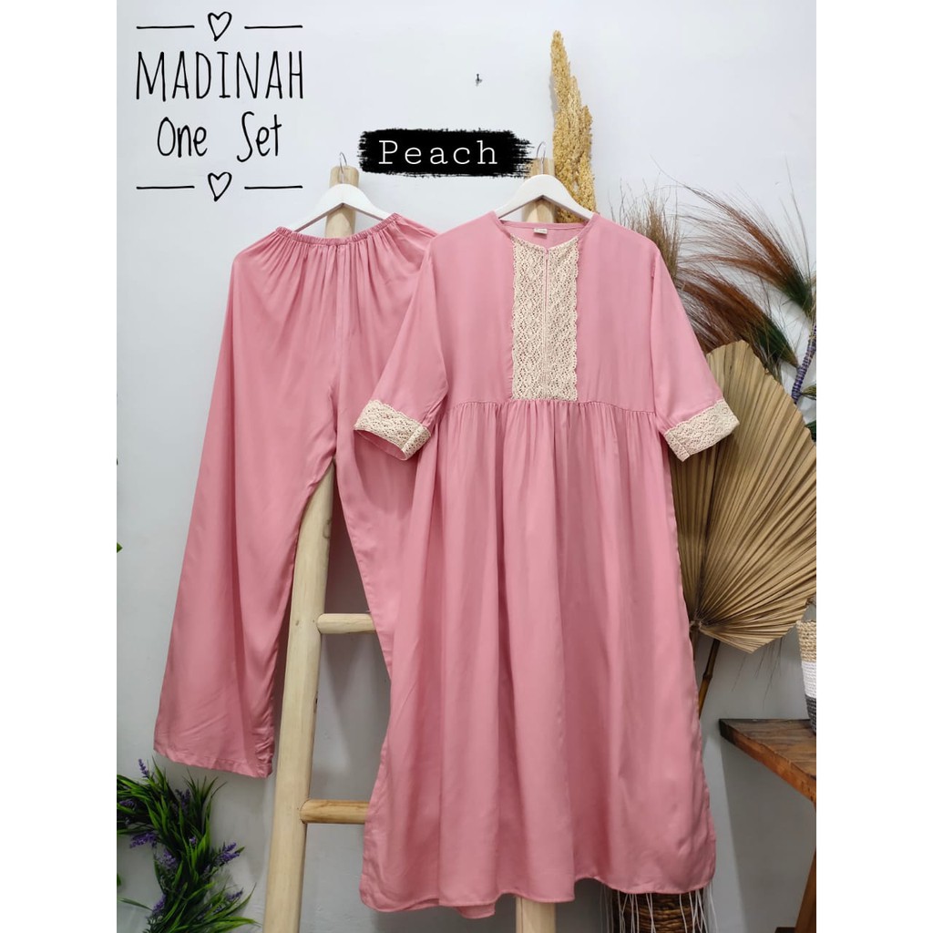 Madinah One Set  one set rayon viscose setelan katun rayon stelan long tunik jumbo  busui friendly