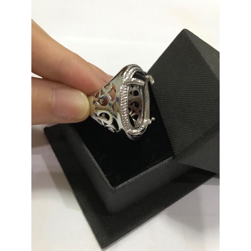 Cangkang /Rangka Cincin Pria Brass /Batu Akik Warna Silver Import