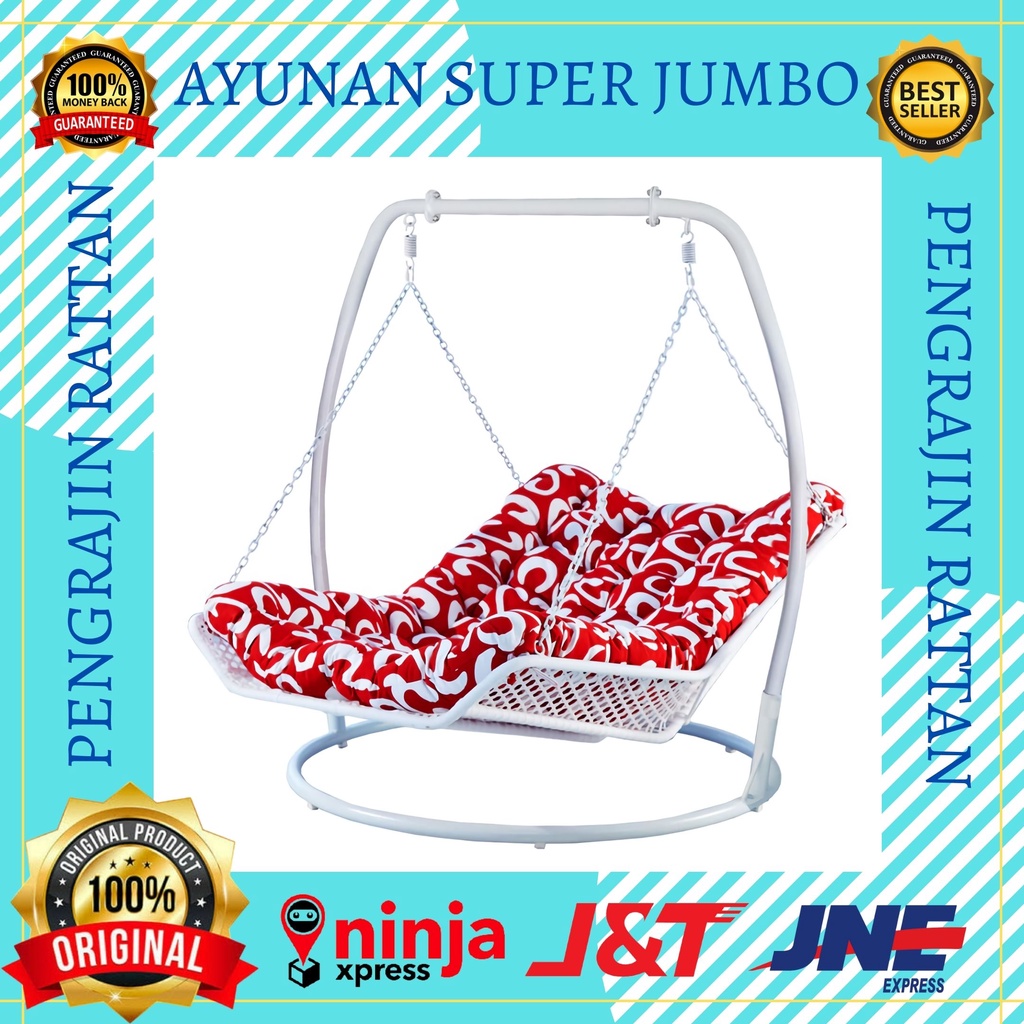 Kursi Ayunan Rotan Sintetis Gantung Besi Jumbo Anak anak Dewasa Malas Santai Halaman Teras Rumah Mur